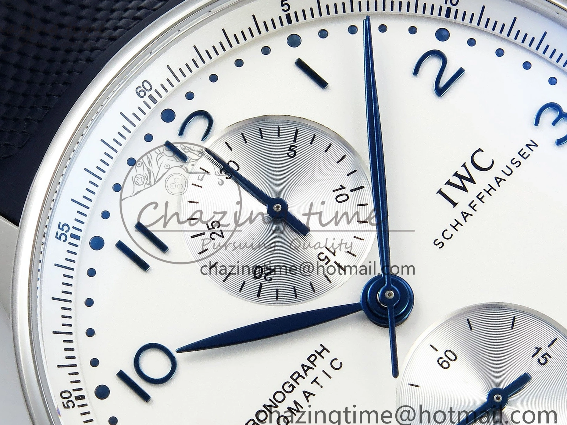MIROTIME 0412 Casual Portuguese Chrono IW3716 Z+F 1:1 Best Edition White Dial on Blue Rubber Strap A 7016